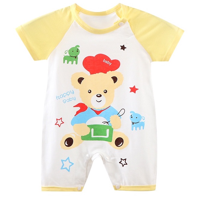 Bộ Áo Liền Quần Tay Ngắn Bằng Cotton Dễ Thương Cho Bé Sơ Sinh 0-24 Tháng Tuổi