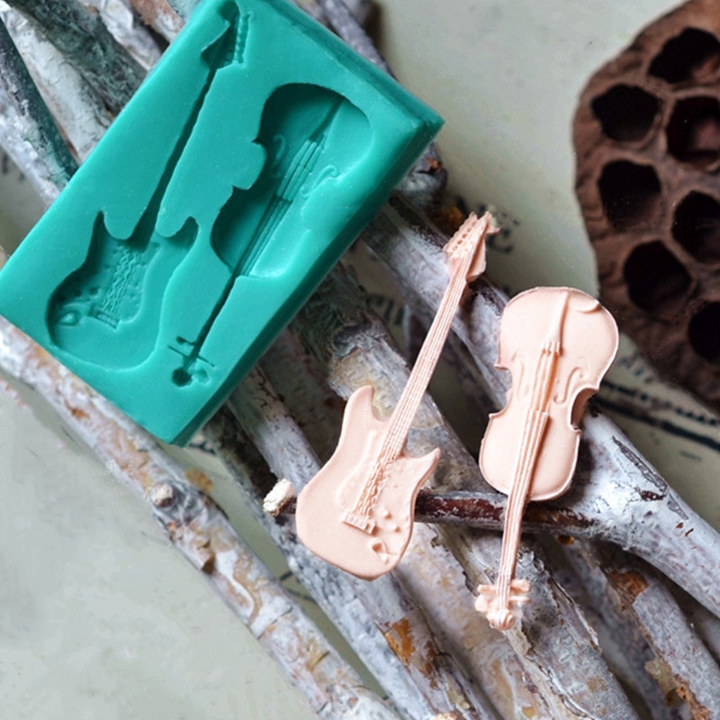 Khuôn silicon làm bánh hình đàn guitar sáng tạo chuyên dùng