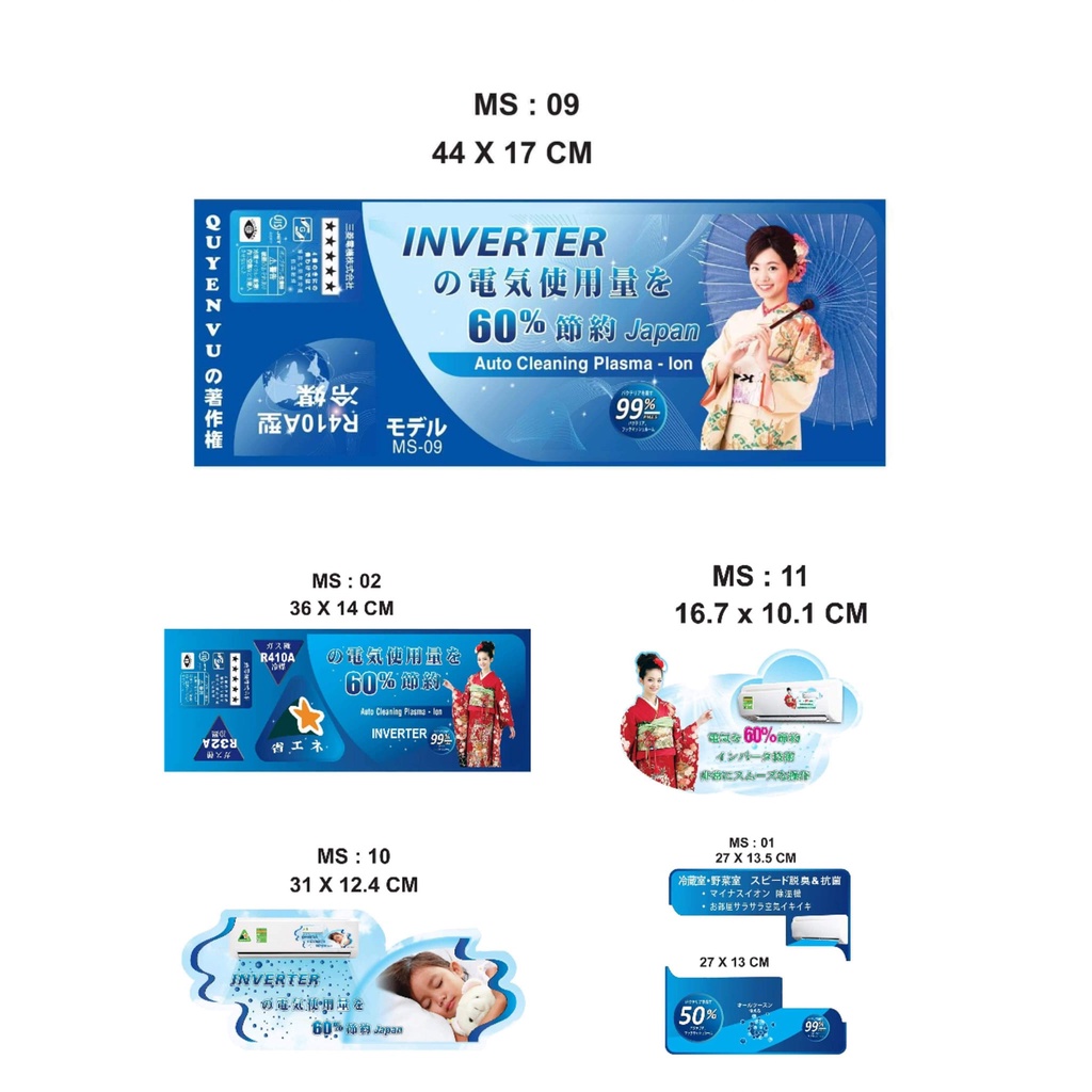 Tem trang trí máy lạnh Nhật