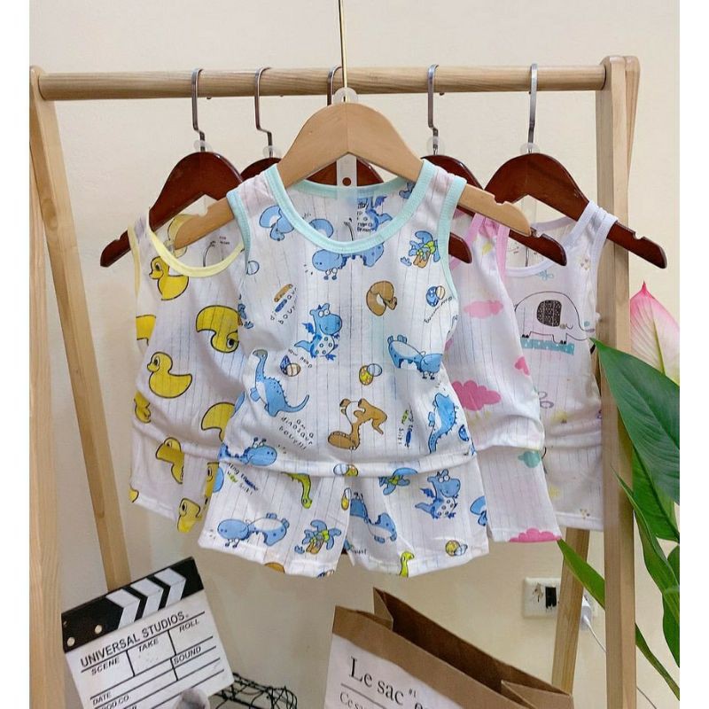 Sét 5 bộ ba lỗ cotton giấy cho bé 6-15 kg