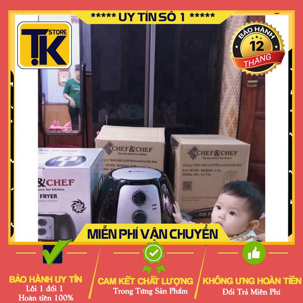 Nồi chiên không dầu chính hãng chef&amp;chef 6,5L . .