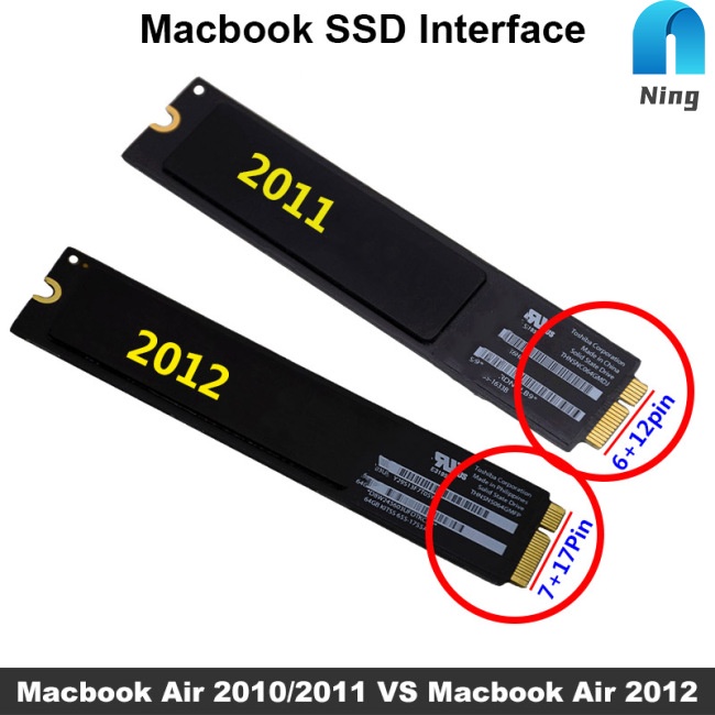 Bảng Mạch Chuyển Đổi Ning SSD Sang SATA 2011 2012 Cho MacBook Air & PRO RETINA 7+17pin & 6+12pin SSD
