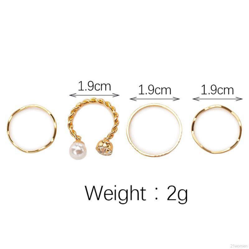 Set 4 chiếc nhẫn nữ kiểu dáng đơn giản thời trang