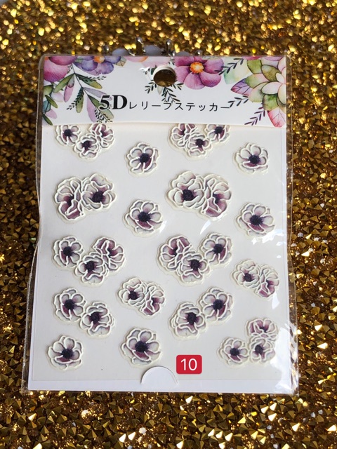 Sticker hoa nổi 5d hot mới miếng dán móng