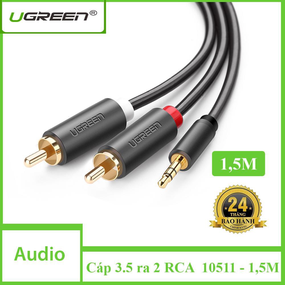 Cáp chuyển 3.5mm sang 2 đầu hoa sen RCA dài 1.5m Ugreen 10511