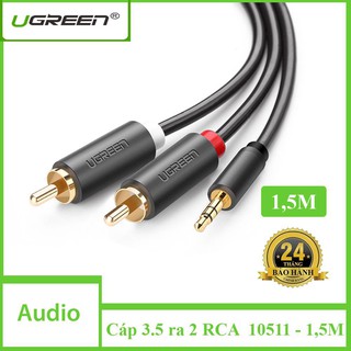 Cáp chuyển 3.5mm sang 2 đầu hoa sen RCA dài 1.5m Ugreen 10511
