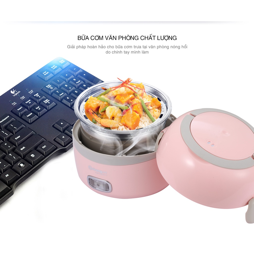 Hộp cơm cắm điện - Hộp hâm nóng cơm  2 tầng ArirangLife EL-ALS263, nấu chín và hâm nóng đồ ắn,bảo hành chính hãng 1 năm
