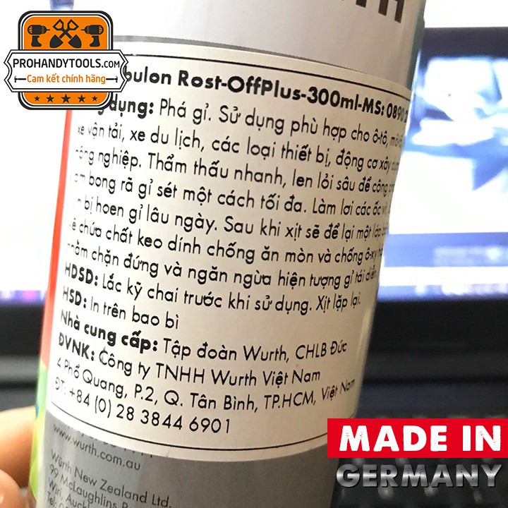 Phá Gỉ Bulon Wurth Rost Off Plus- 0890200