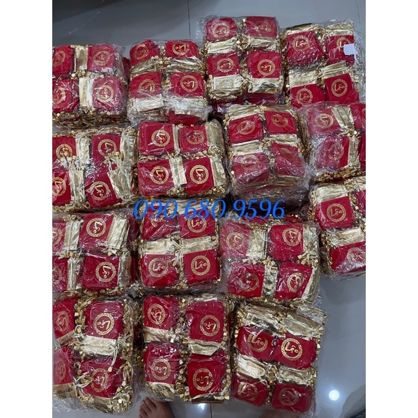 Combo 100 Túi Gấm Đỏ Nhung In Chữ Phúc Lộc Thư Pháp Phong Thuỷ Rất Đẹp