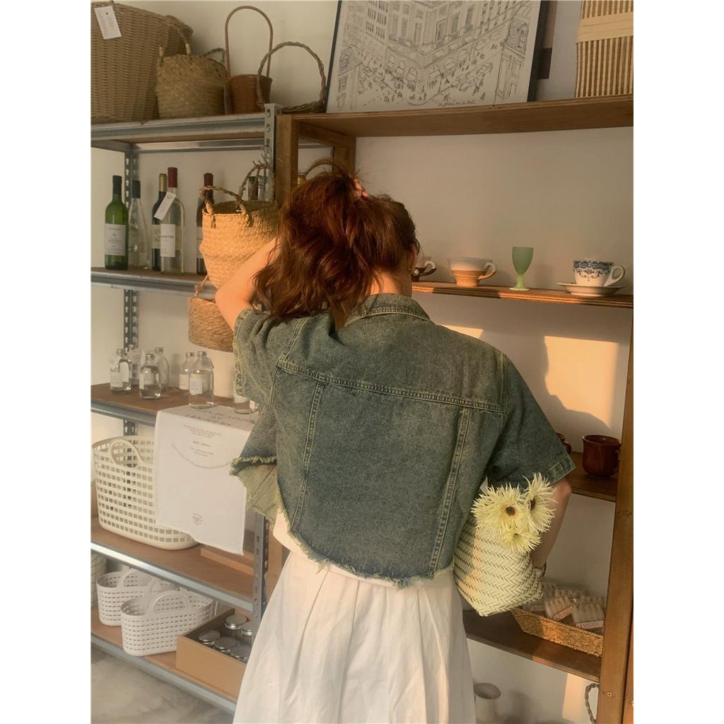Áo Khoác Denim Dáng Ngắn Phong Cách Hàn Quốc Cổ Điển 63635