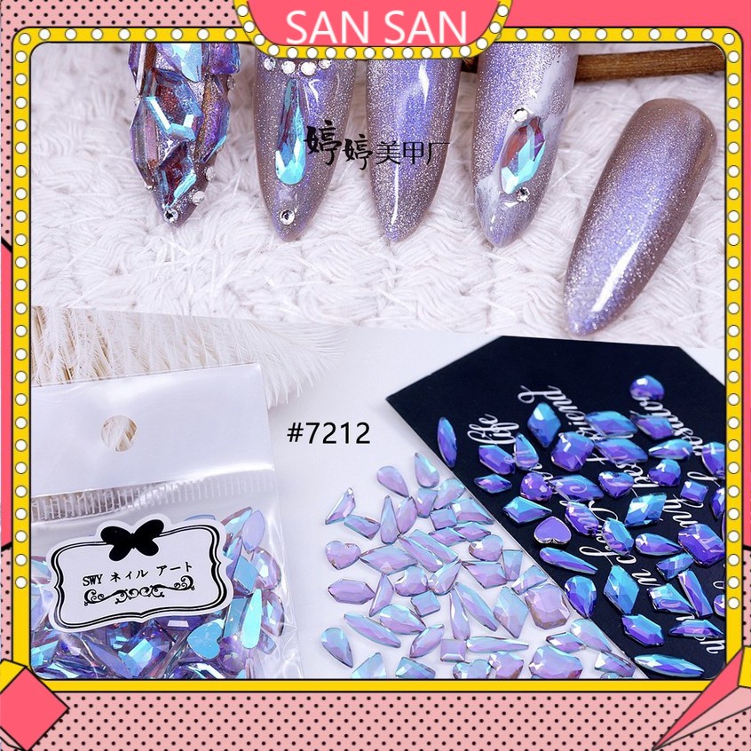 (Ảnh Thật) Set 10 Viên Đá Khối Trong Màu Mới Mix Đủ Kiểu Trang Trí Móng