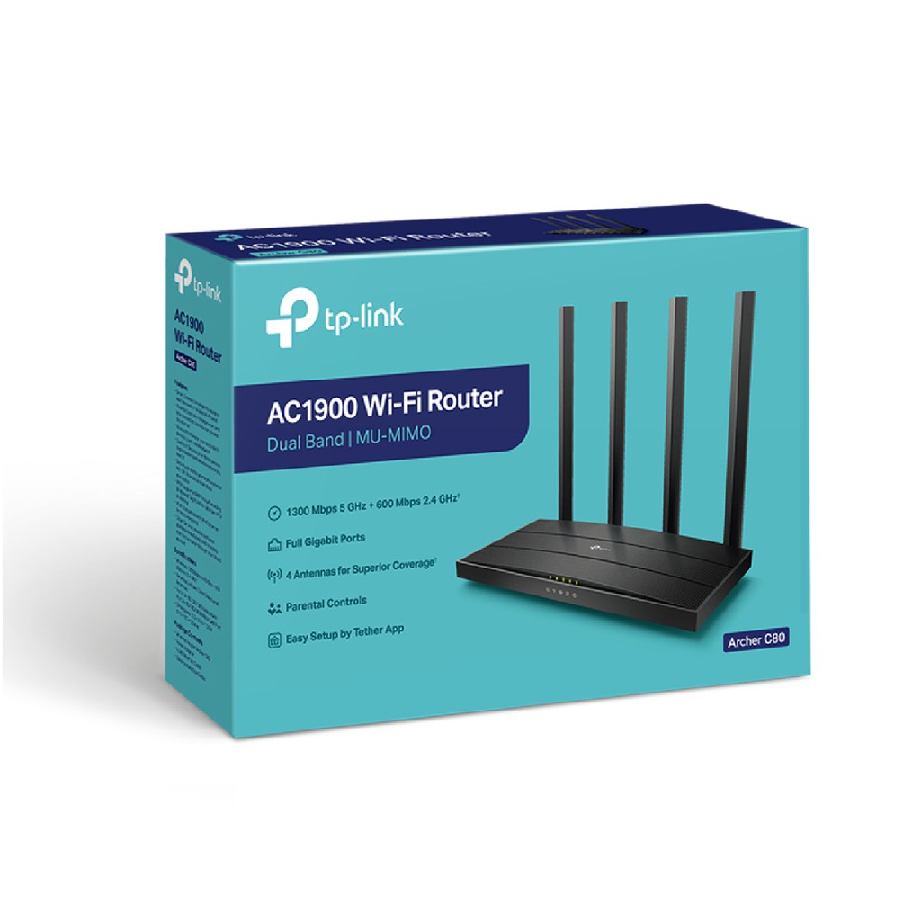 Bộ Phát Wifi TP-Link Archer C80 Công Nghệ MU-MIMO 3x3 Băng Tần Kép Chuẩn AC1900