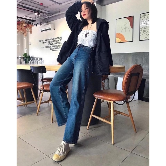 Quần Jeans Suông Culottes Dáng Dài Xuất Chuẩn