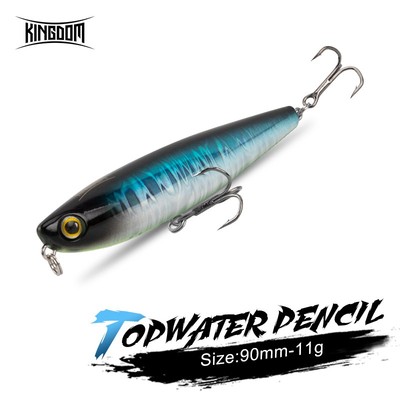 Kingdom Topwater Walk Chó Mồi Câu Cá 60m 90mm 5.6g 11g Bút Chì Nổi ABS Mồi Cứng Câu Cá Nhân Tạo Wobblers Nhựa Walker Cho Bass Cá Rô Pike Barracuda Cá Hồi