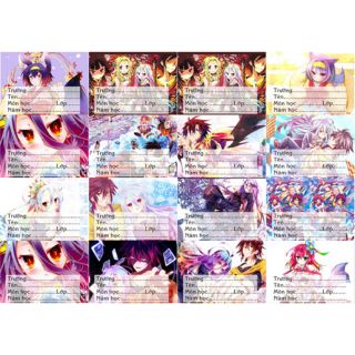 Nhãn vở anime no game no life 1 tấm gồm 16 nhãn