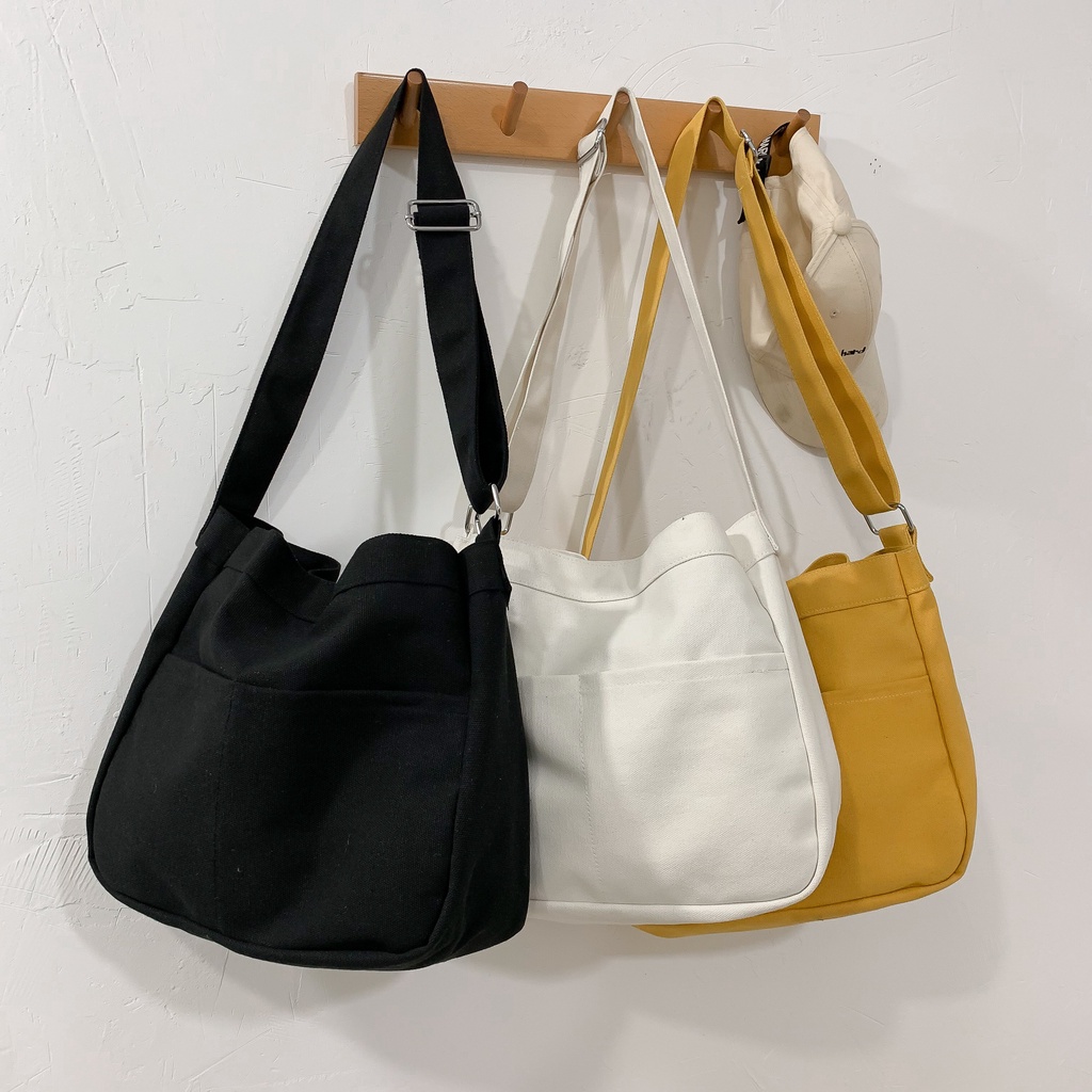 Túi tote đeo chéo nữ vải canvas đi học, đi chơi thời trang Hàn Quốc