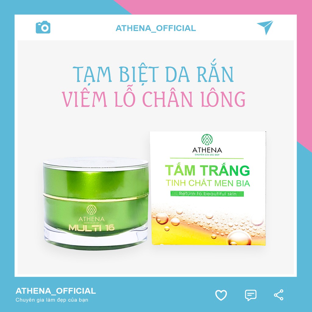 [SP CHÍNH HÃNG] Bộ Đôi Tắm Trắng Men Bia Và Kem Dưỡng Da Đa Năng Multi 16 Cải Thiện Da Rắn Và Viêm Lỗ Chân Lông  Athena