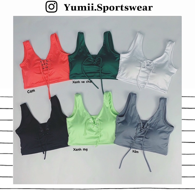 Áo Lót Thể Thao Tập Gym Yoga Nữ - Áo Bra Thể Thao Đục Lỗ Thắt Dây, Chất Thun Polly Mềm Mịn, Co Dãn Tốt