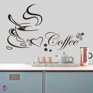 Decal dán tường trang trí hình tách cà phê sáng tạo