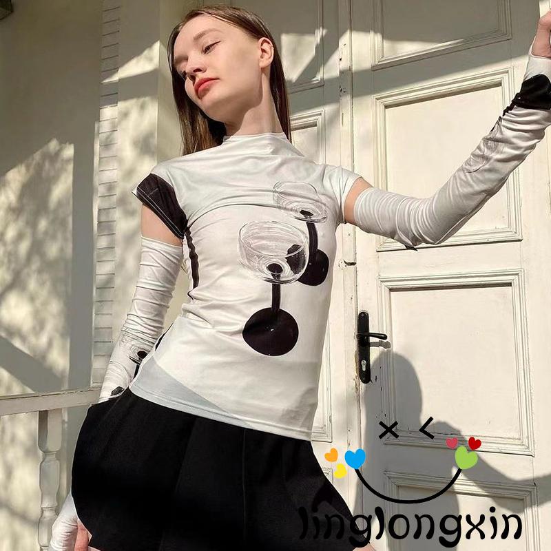 Set Đồ 2 Món Áo Thun Tay Ngắn Cổ Tròn + Quần Ngắn Phong Cách Đường Phố Thời Trang Xuân Hè Cho Nữ