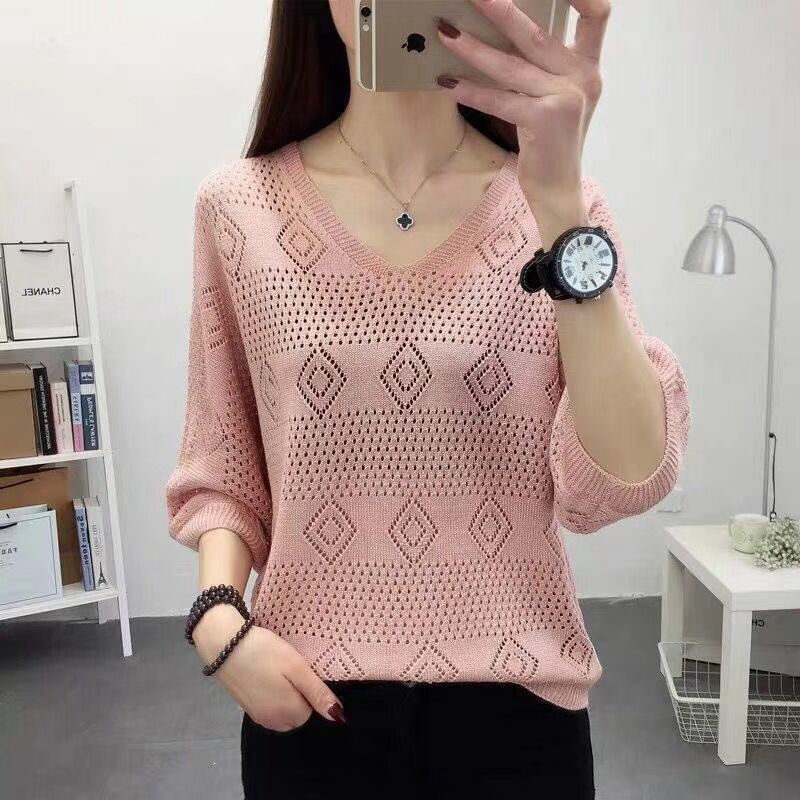 Áo Len Cánh Dơi Cổ Chữ V Dáng Rộng Thiết Kế Mỏng Thời Trang Theo Phong Cách Hàn Quốc Dành Cho Nữ