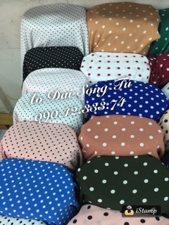 Vải áo dài chấm bi xốp