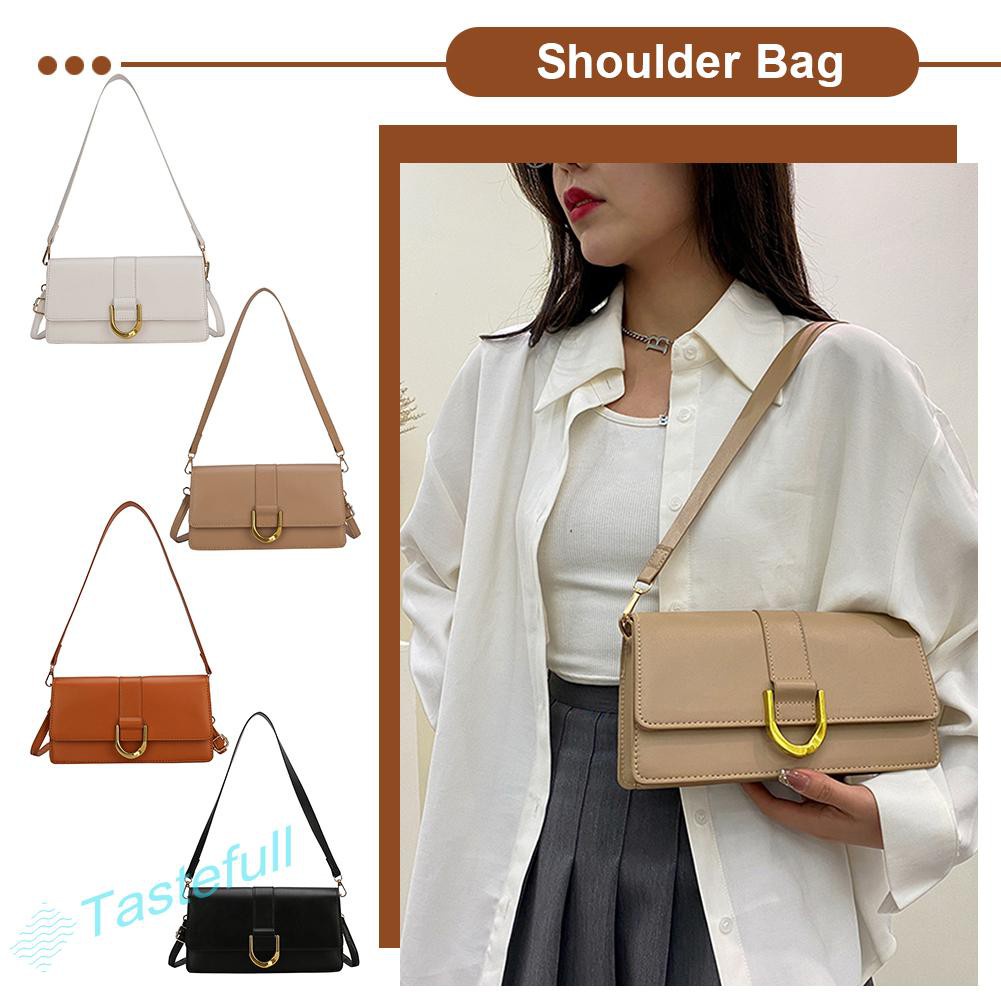 Women PU Leather Shoulder Messenger Bag Pure Color Handbag Tote