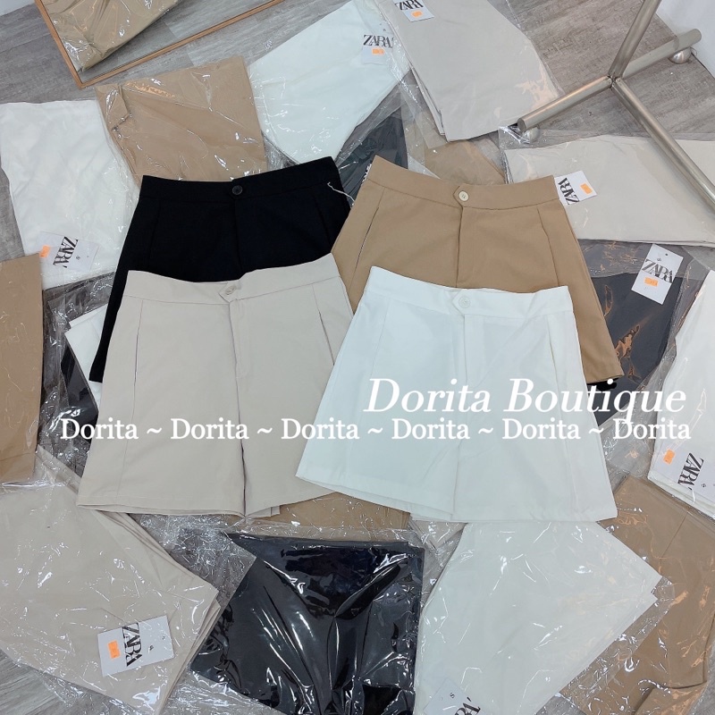 Quần short khuy lệch cạp siêu cao Hàn Quốc, Quần cạp cao khuy lệch - Dorita Boutique