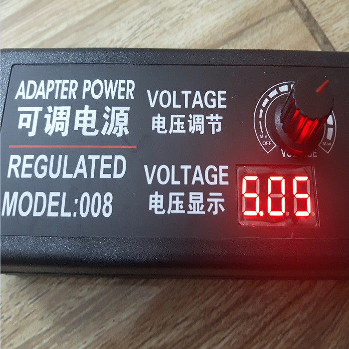 Nguồn adaptor một chiều, thay đổi điện áp đầu ra, có màn hình led 3-12V, 5A, và 3-24V,3A, Jack DC 5.5x2.1mm