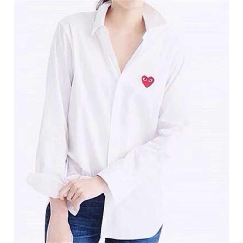 Áo Sơ Mi Cotton Tay Dài Thêu Hình Trái Tim Thời Trang Dành Cho Nam Và Nữ