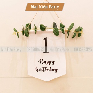 Banner Bảng Treo Happy Birthday Trang Trí Sinh Nhật, Trang Trí Thôi Nôi Kiểu Vintage Hàn Quốc