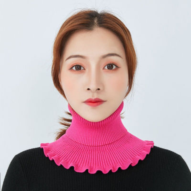 Cổ Áo Giả Khăn Choàng Dệt Kim Co Giãn Chống Gió Có Thể Tháo Rời Thời Trang Mùa Đông Ấm Áp Cho Nữ