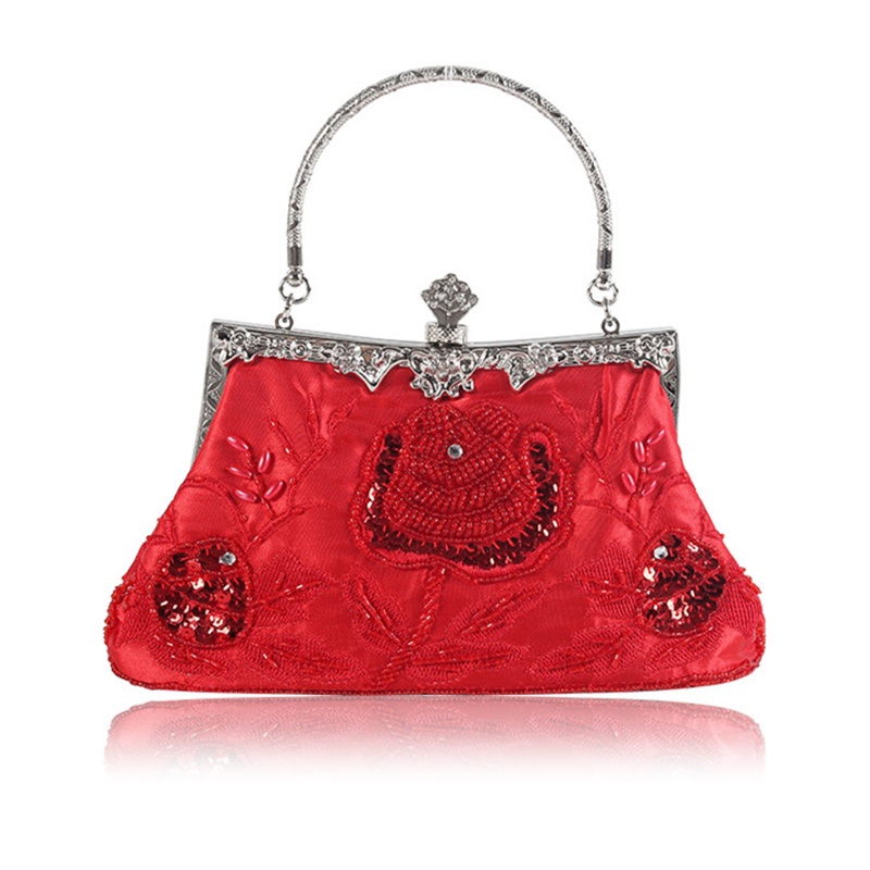 Ví Cầm Tay Đính Hạt Họa Tiết Hoa Phong Cách Vintage Dành Cho Nữ