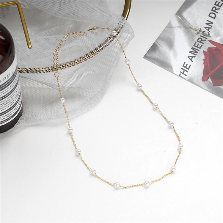 Chocker bản xích nhỏ đan xem ngọc gợi cảm CK406 Maycorner