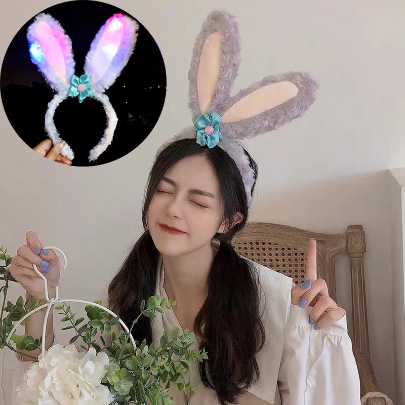 Băng Đô Cài Tóc Hình Tai Thỏ Bằng Lông Nhung Dễ Thương Xinh Xắn Cho Bé