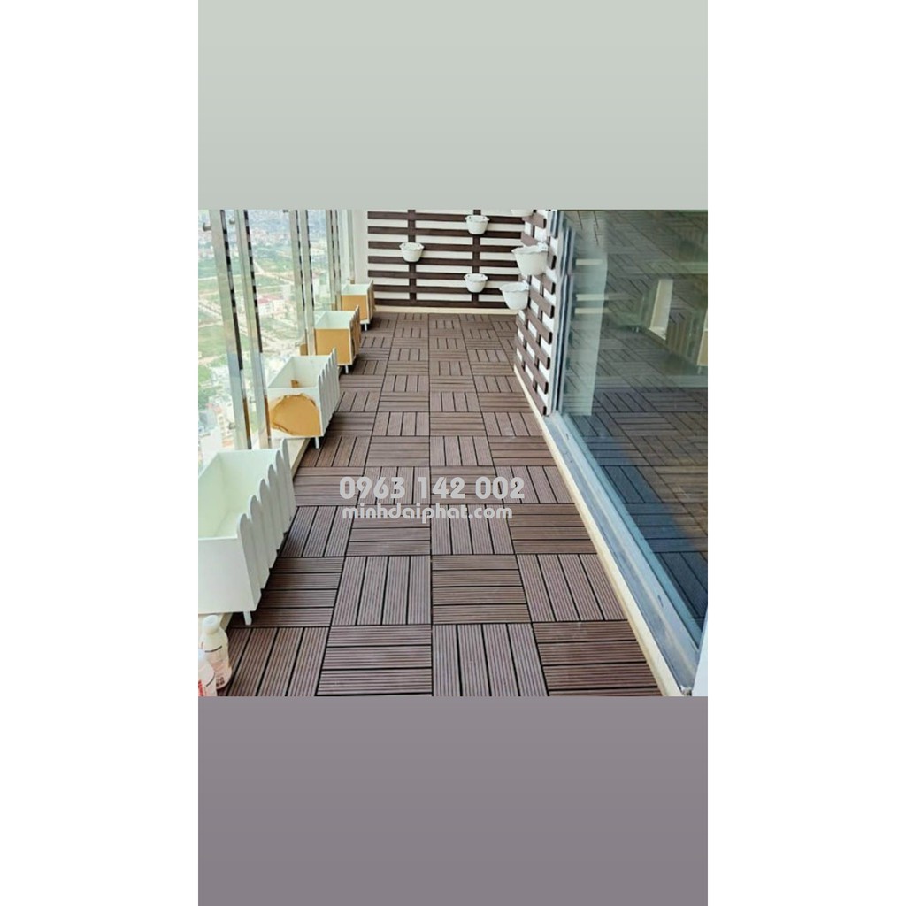 vỉ sàn gỗ nhựa composite - sàn lót ban công- sân vườn màu nâu