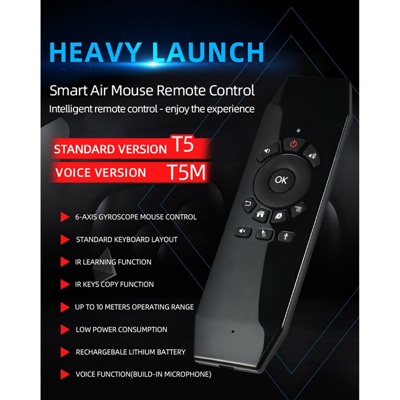 Chuột Bay T5 Điều Khiển Bằng Giọng Nói 2.4g Cho Mac Smart Tv Tv Box Pc