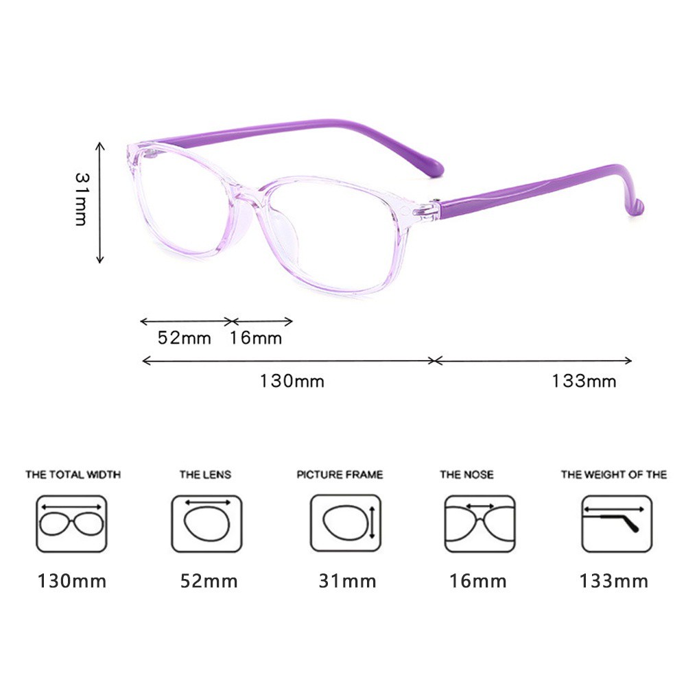 Kính Chống Ánh Sáng Xanh Chống Bức Xạ Tròng Vuông Cho Trẻ Em