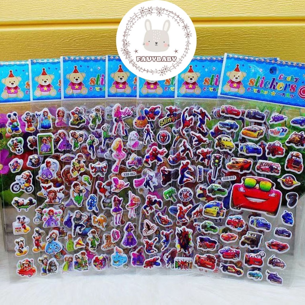 Sticker 3D-Tranh Dán Xốp 3D-Hình Dán Động Vật Pony Siêu Nhân Anh Hùng Xe Cộ Công Chúa cho bé Mẫu Ngẫu Nhiên - Favybaby
