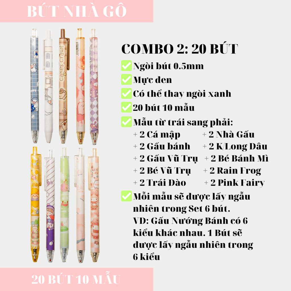 Set Bút Gel Hoạt Hình Bi Bấm Ngòi 0,5mm Mực Đen Hàn Quốc Dễ Thương Bút Văn Phòng Họa Tiết Cute