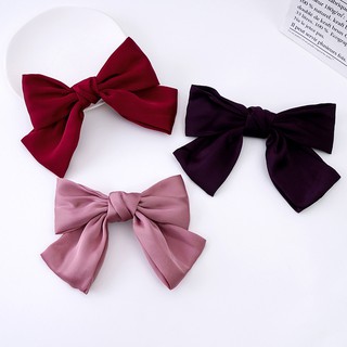 Kẹp tóc Nơ Tiểu Thư Lụa Satin Bản To Cao Cấp, Bím Tóc - GIN SHOP