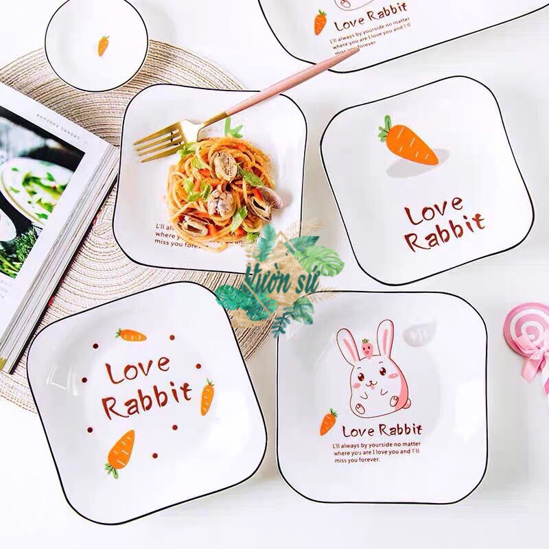 Bộ bát đĩa sứ 28 món LOVE RABBIT cực đáng yêu ( 2 mẫu ) - VS151