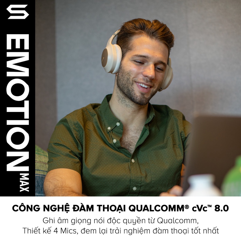 Tai Nghe Không Dây Headphone Bluetooth SOUL Emotion Max, Chống Ồn ANC, BT 5.0, Driver 40mm QUALCOMM CVC 8.0 - Chính Hãng