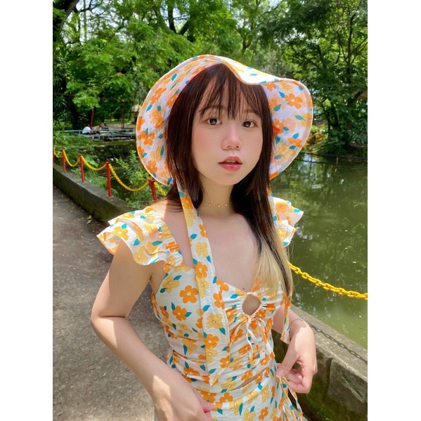 REMOLACHA | Meiji Set | Set váy áo nón hoa vàng