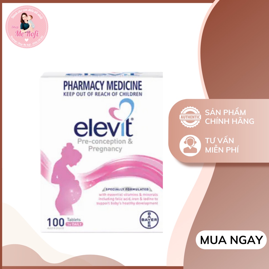 Vitamin Mẹ Bầu Elevit Giúp Cơ Thể Mẹ Khỏe Mạnh Hộp 100 viên Mẹ Rofi