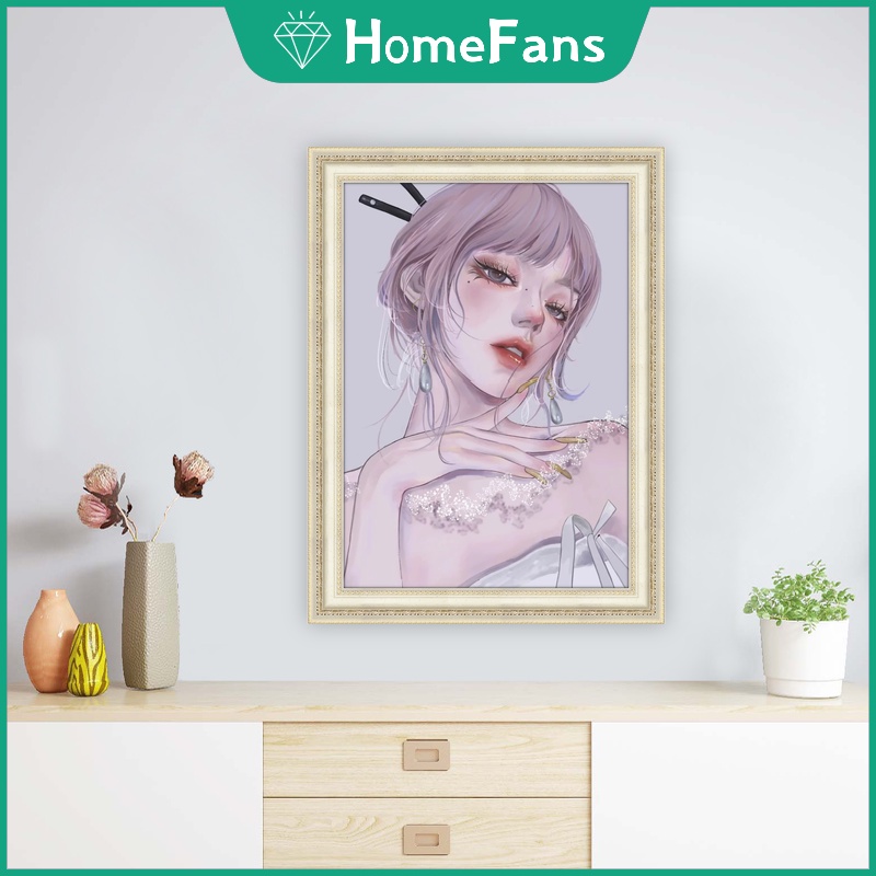 Bộ Tranh Đính Đá 5D Tự Làm Hình Cô Gái Hoạt Hình 30x40cm / 40x50cm