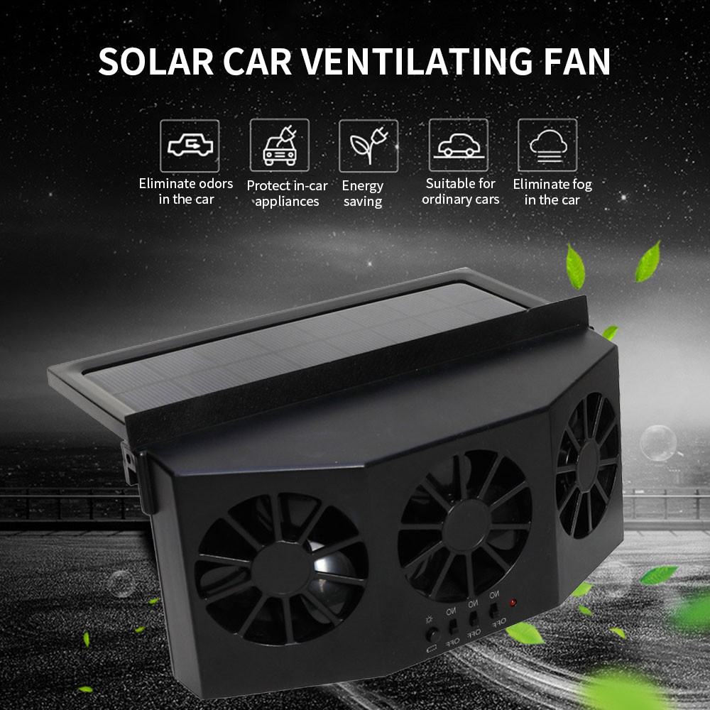 IN STOCK Car Solar Powered Exhaust Fan Car Cooler Auto Ventilation Fan