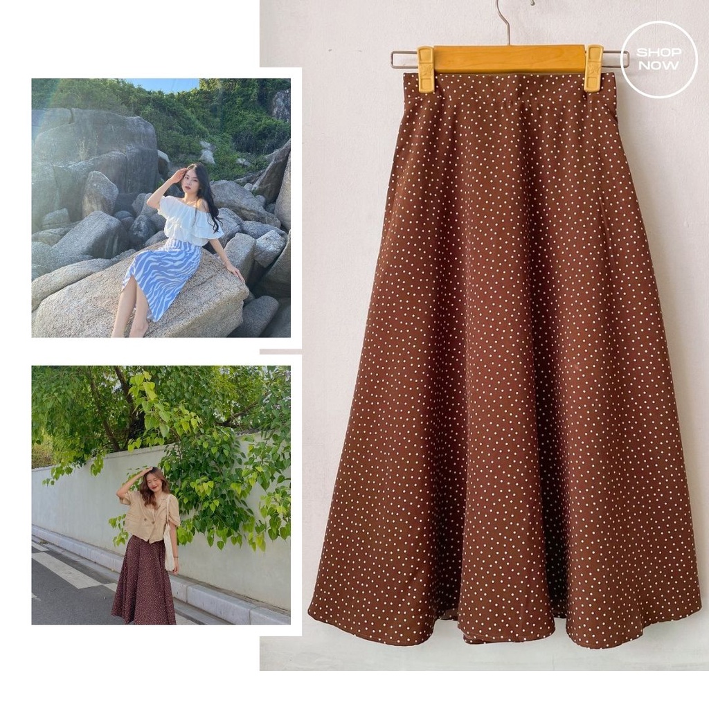 (Ảnh thật độc quyền Gemma_Closet) Chân váy Midi họa tiết nhẹ nhàng | BigBuy360 - bigbuy360.vn