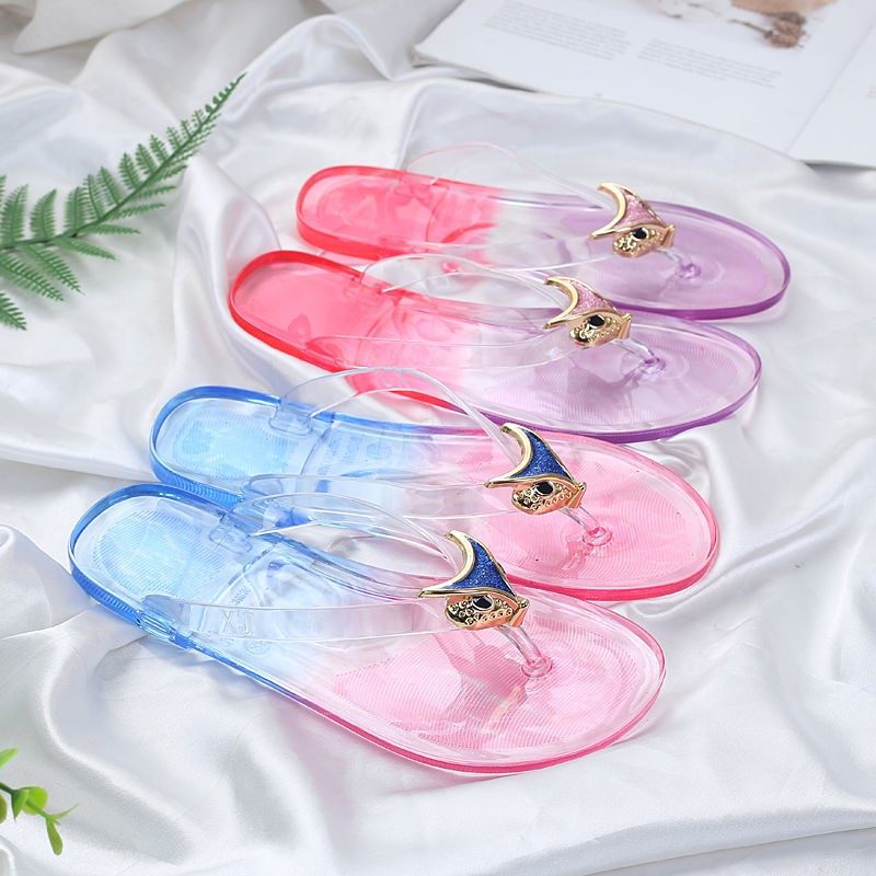 Transparent slippers women's slippers Korean fashion shoes flat shoes women's shoes slippers net red leisure