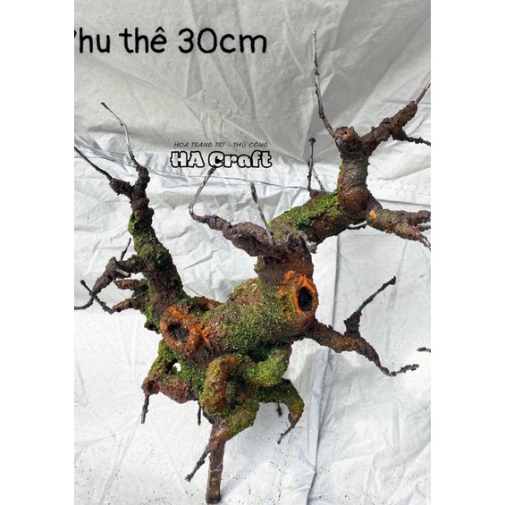 Gốc bonsai,thân cây giả,dáng Phu Thê 25-30cm làm hoa mai đào đón tết